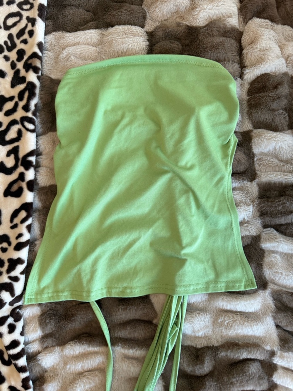 SHEIN Lime Green Strapless Crop Top